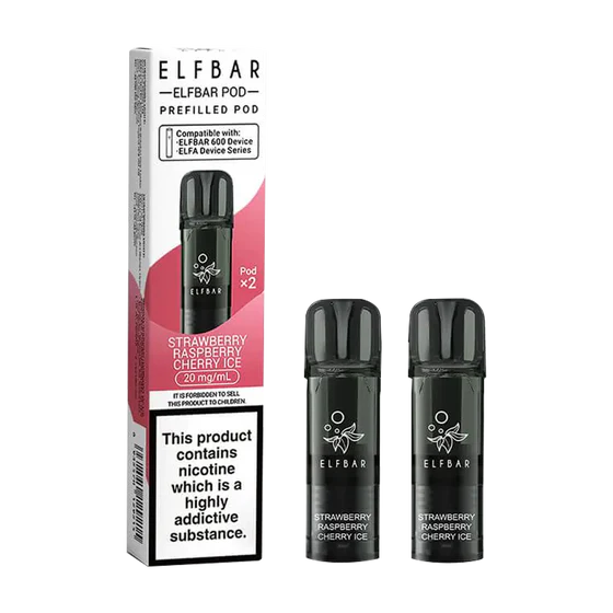 Elf Bar 600 Prefilled Pods - Strawberry Raspberry Cherry Ice