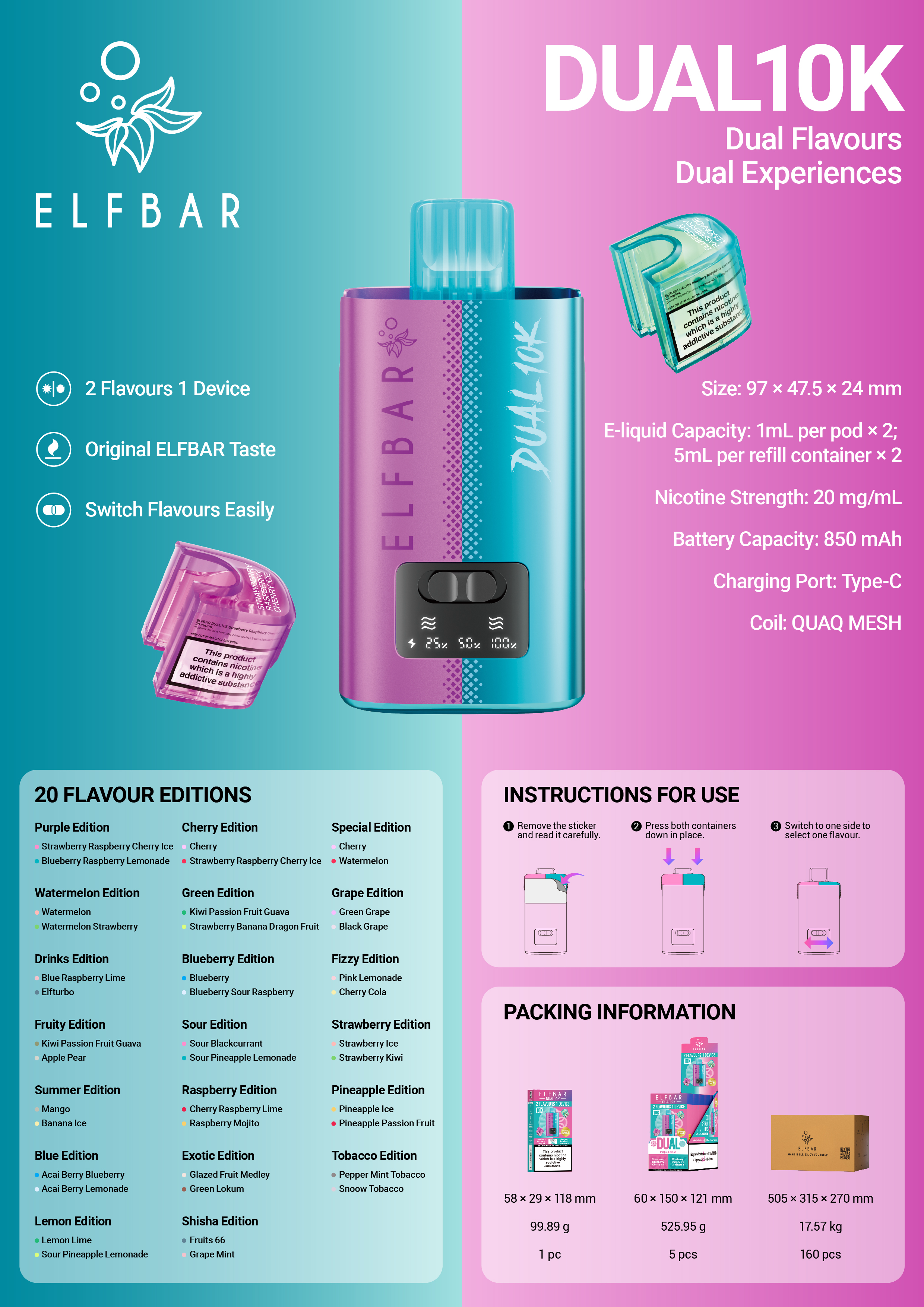 Elf Bar Dual 10K Prefilled Pod Kit
