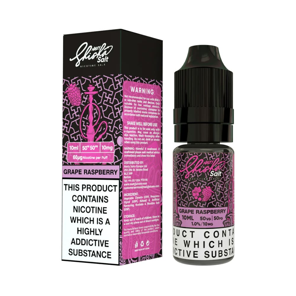 Nasty Juice Shisha Grape & Raspberry 10ml Nic Salt E-Liquid