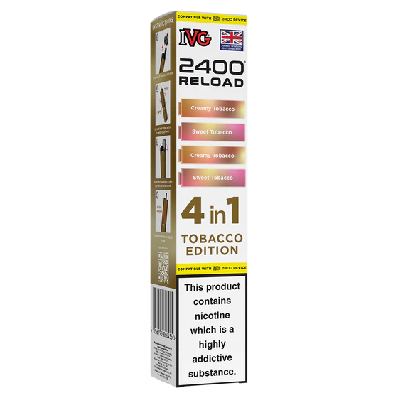 IVG 2400 Reload Pods - 4 Pack - Tobacco Edition
